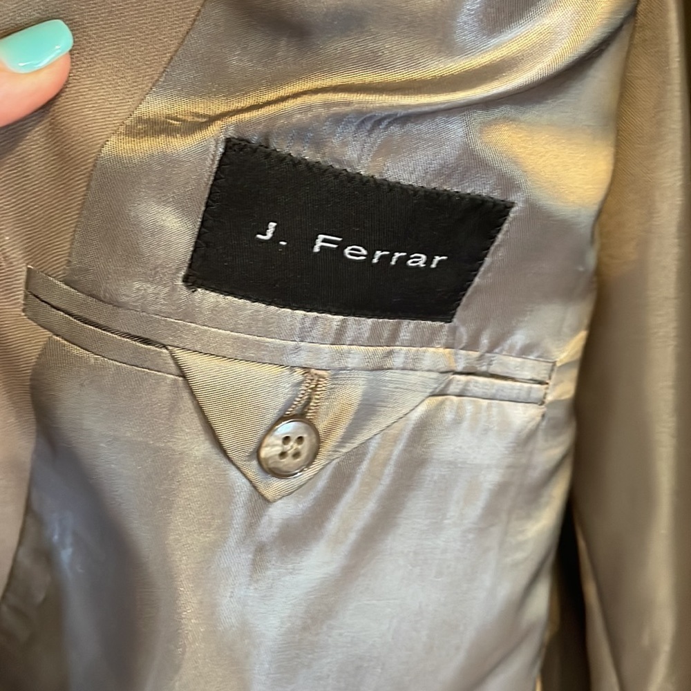J. FERRAR MENS 100% wool suit JACKET Made in Italy taupe neutral 46R NWOT - Picture 6 of 16